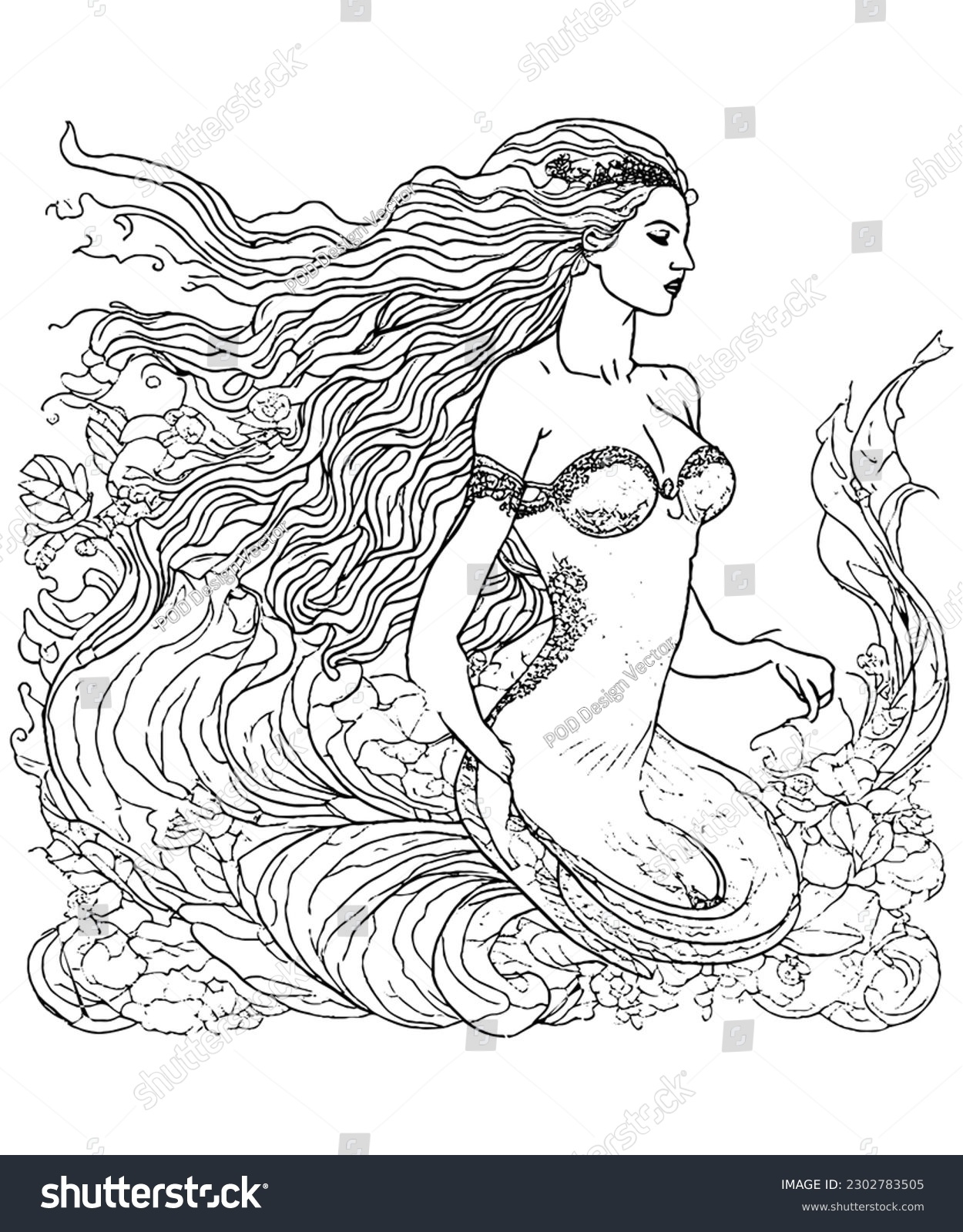 printable colouring pages mermaid