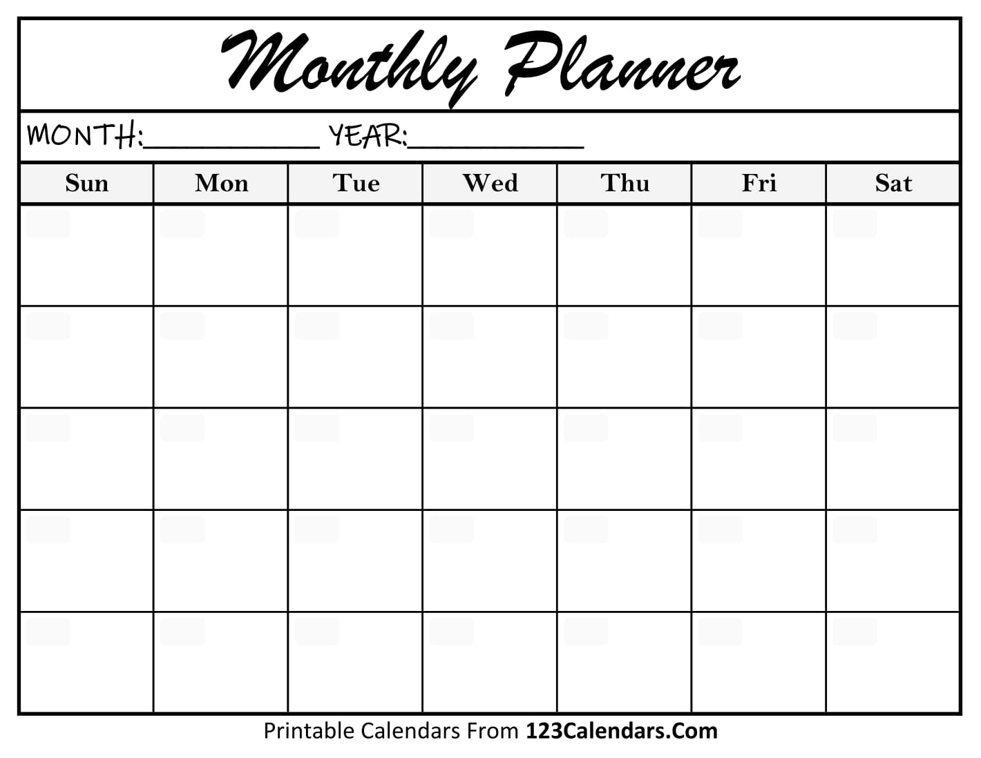 free monthly planner printable