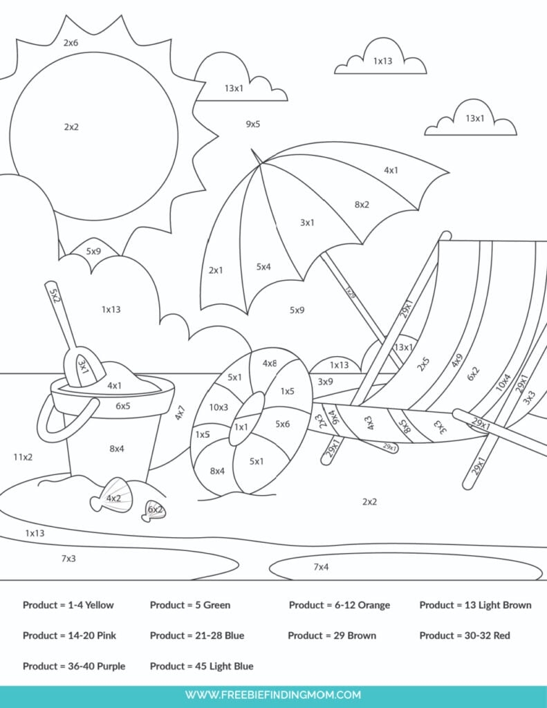 coloring multiplication worksheets free