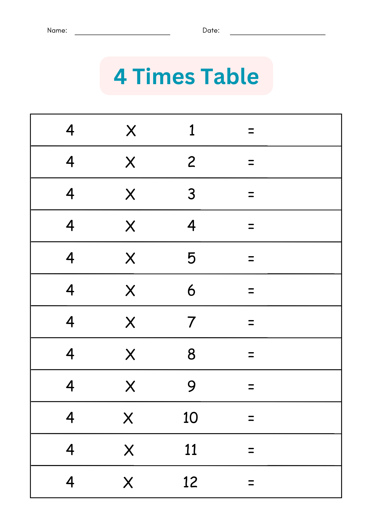 Printable Multiplication Times Tables 1 To 12 Exercises Worksheets For Grade 1 Made By Teachers