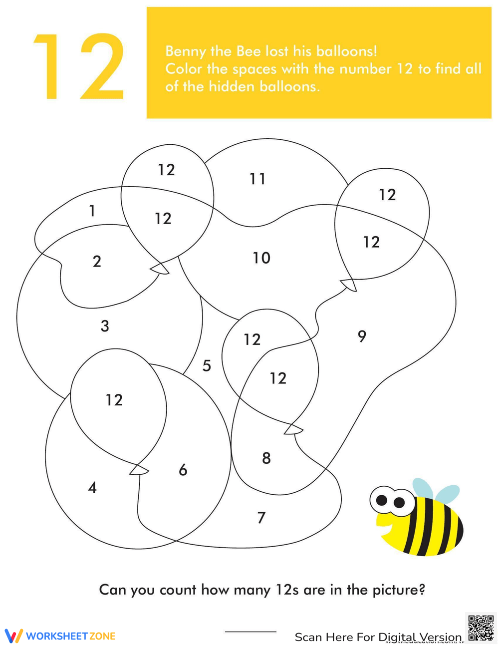 number 12 preschool worksheets