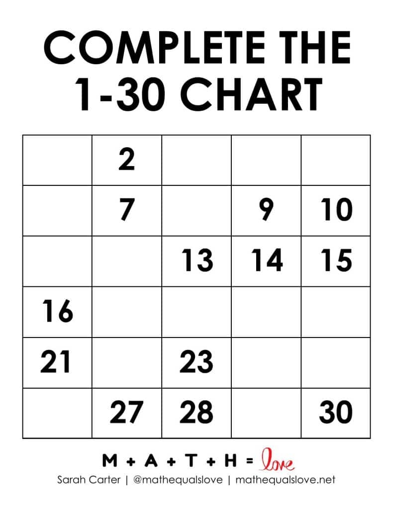 Printable Number Chart 1 30 Free PDF Templates 