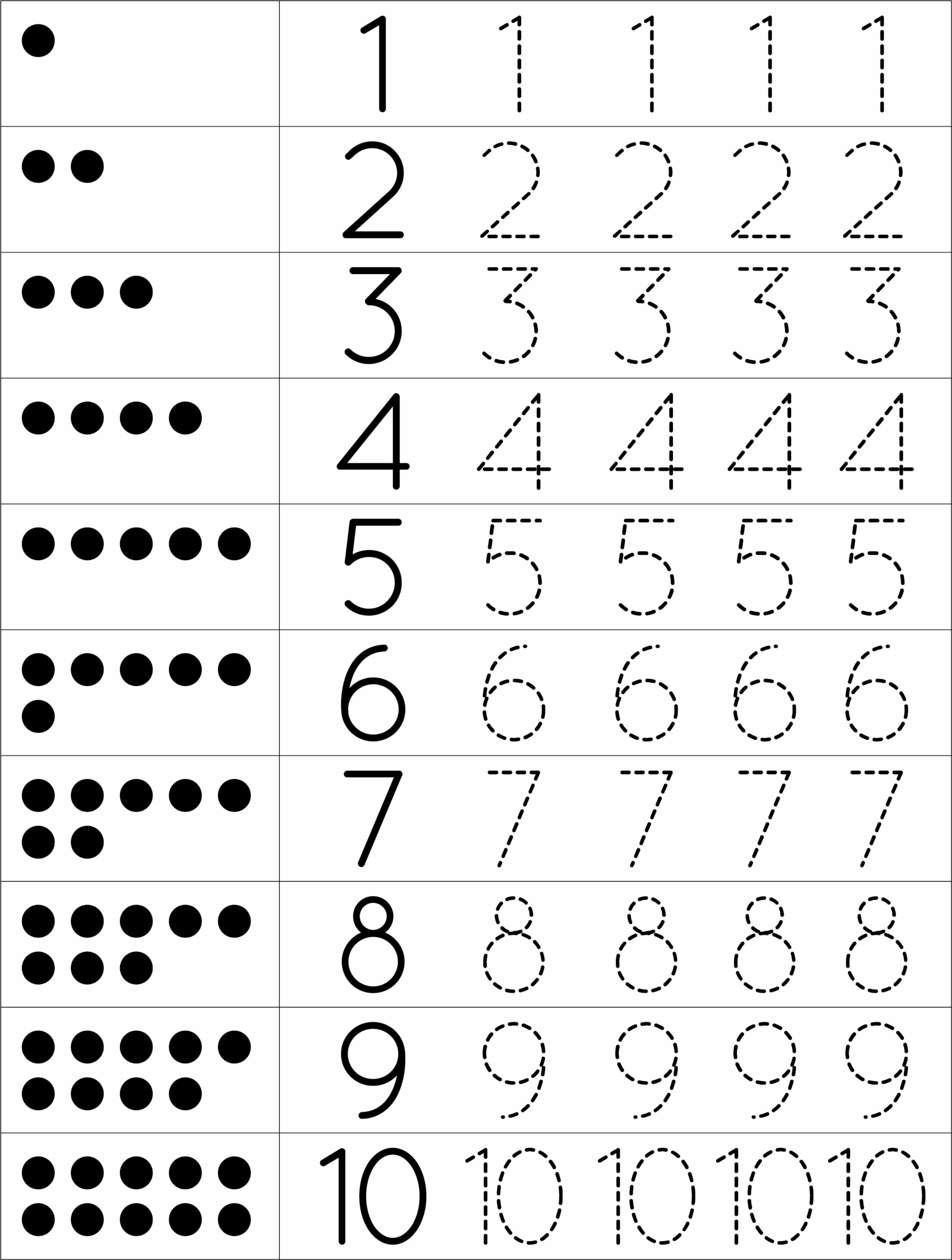kindergarten tracing numbers worksheets