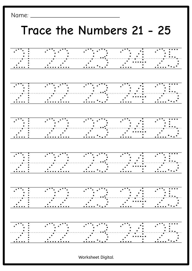 Printable Numbers 1 50 Tracing Worksheets Homeschool Kindergarten PDF Download Etsy