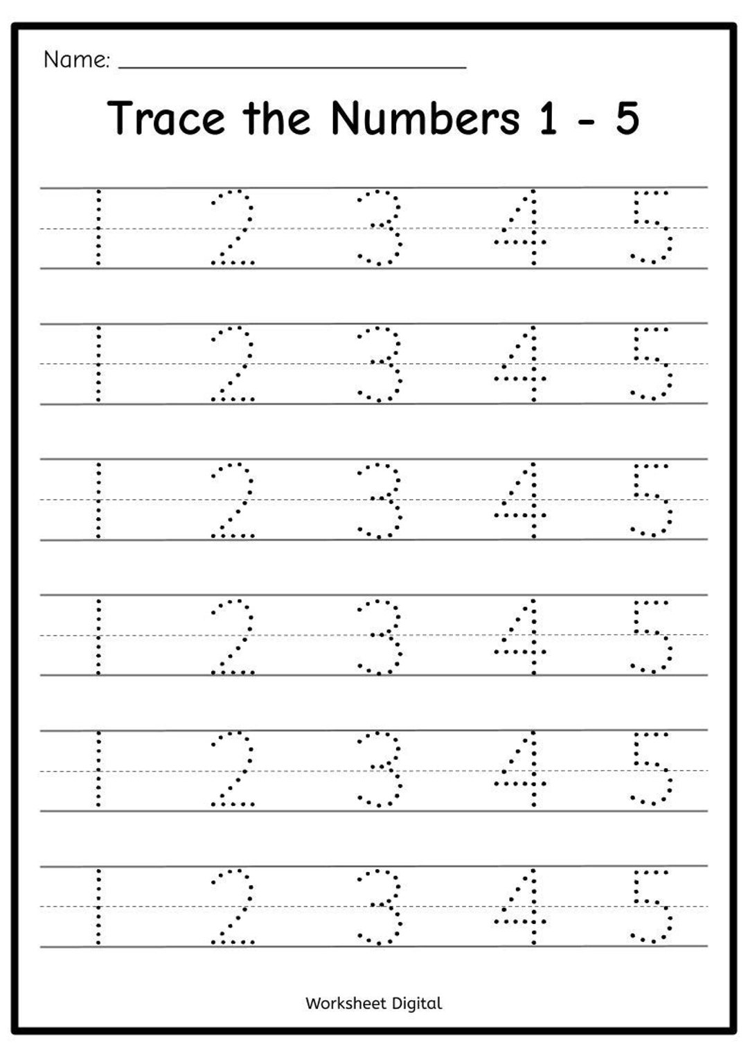 Printable Numbers 1 50 Tracing Worksheets Homeschool Kindergarten PDF Download Etsy
