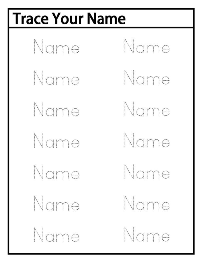 blank name tracing worksheets