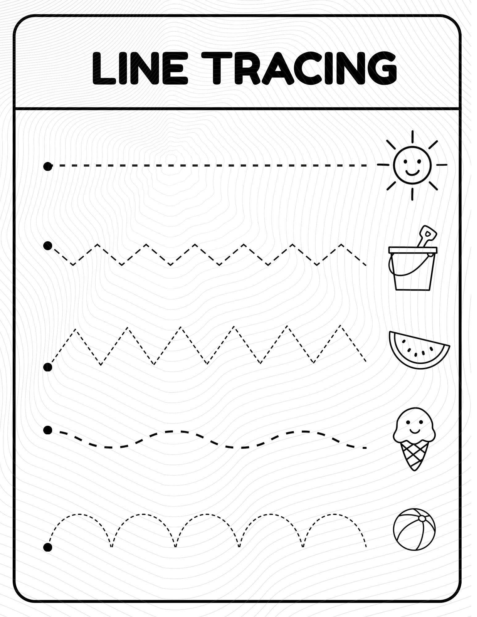 Printable Summer Line Tracing Preschool Fine Motor Skills Tracing Lines Worksheet Etsy