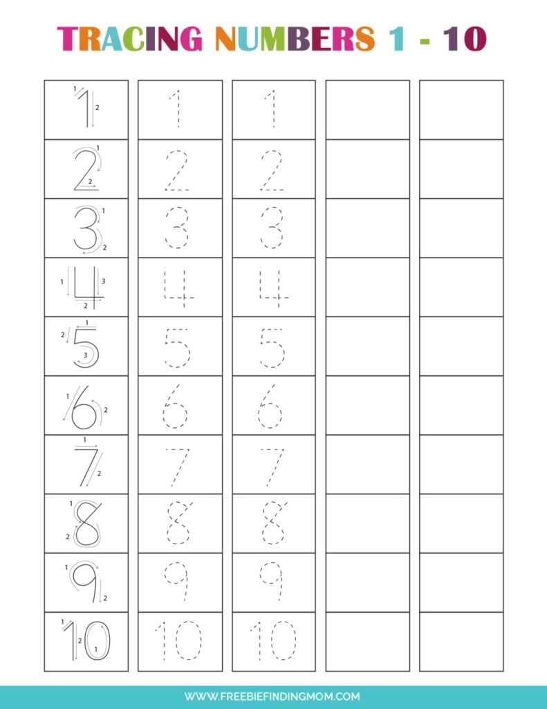 number tracing worksheets 1 10