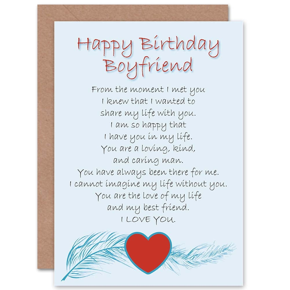 Professional Quality Birthday Love Poem Card For Boyfriend With Premium Envelope Walmart