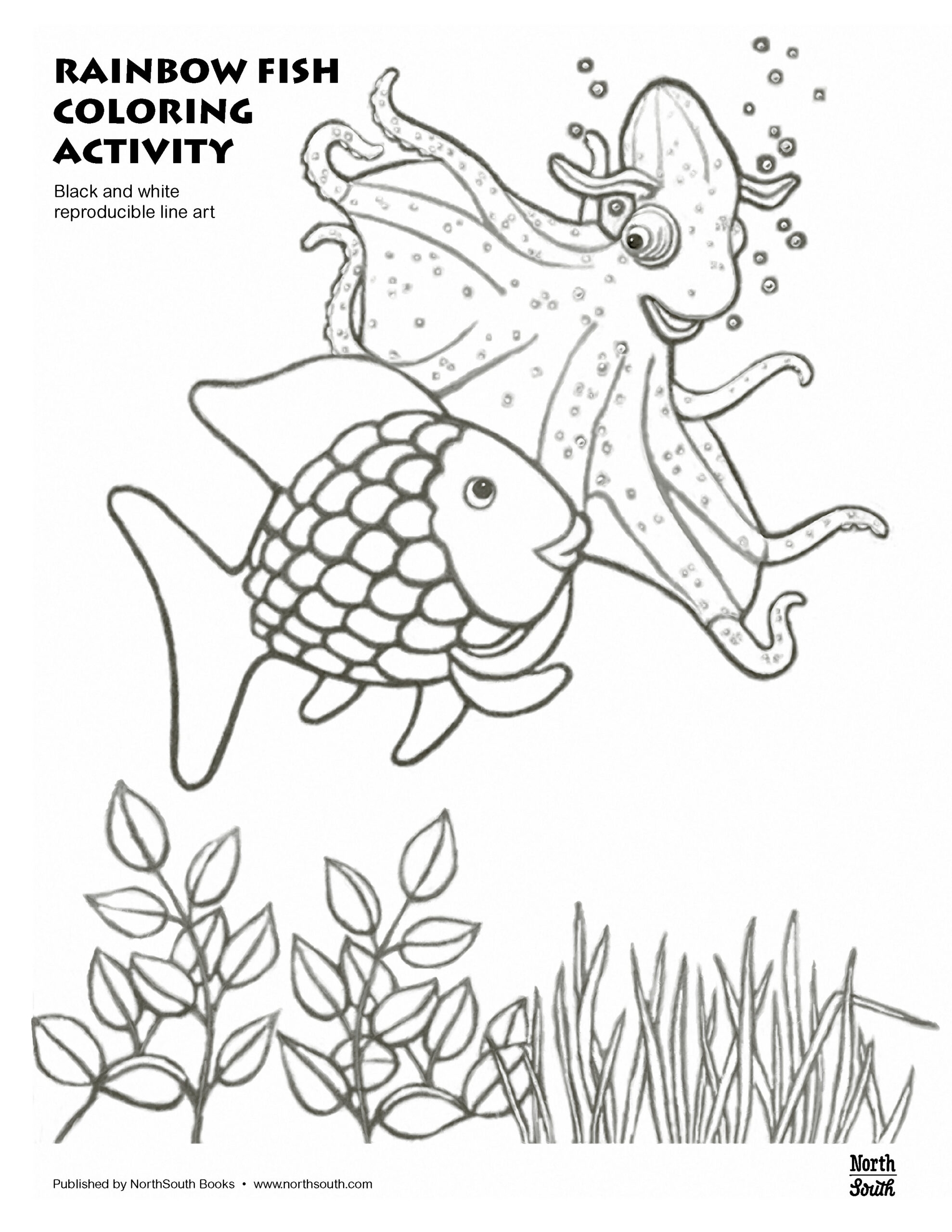 Rainbow Fish Colouring In Page