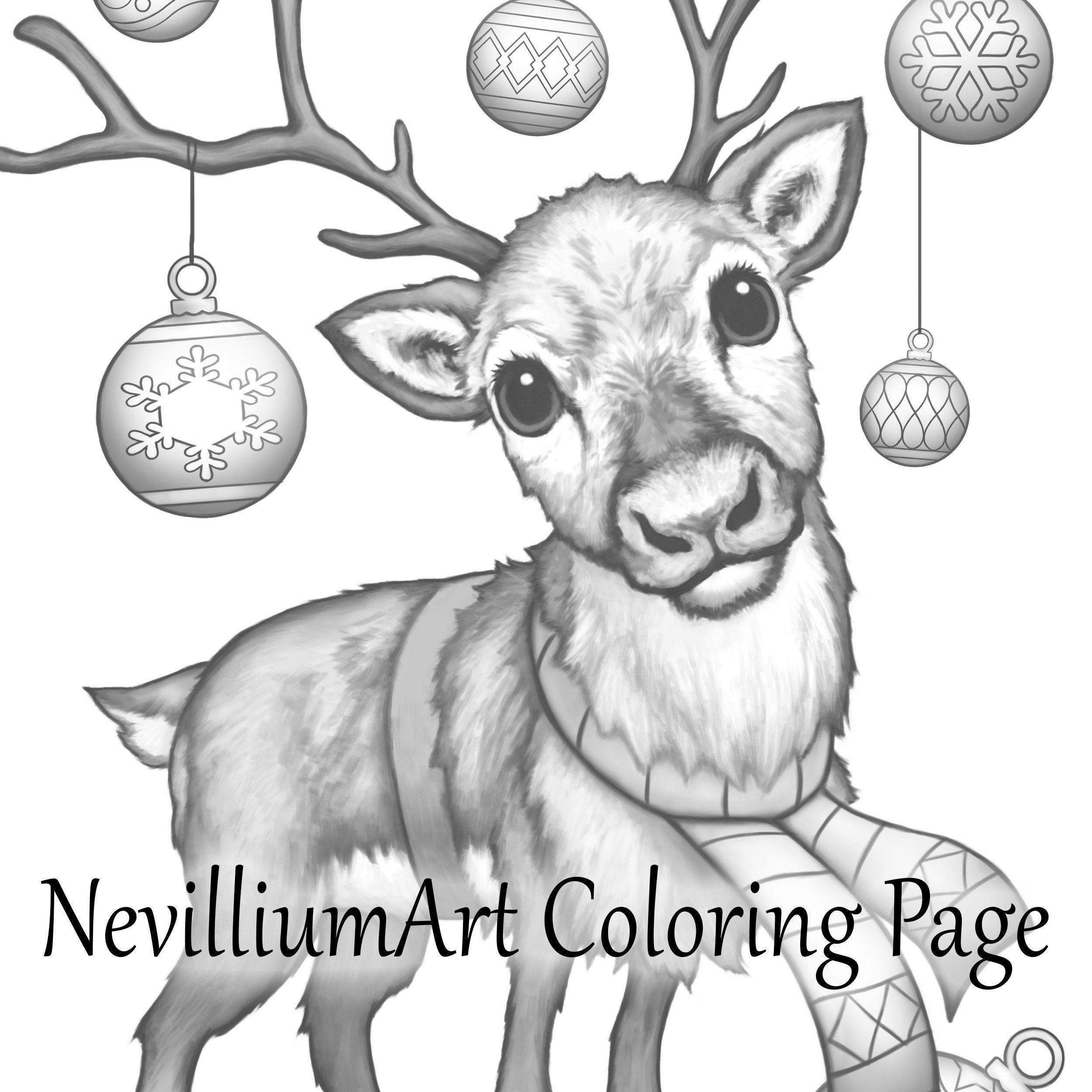 Reindeer Christmas Coloring Pages