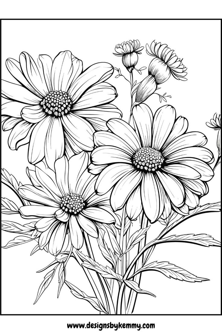 Realistic Flower Coloring Pages