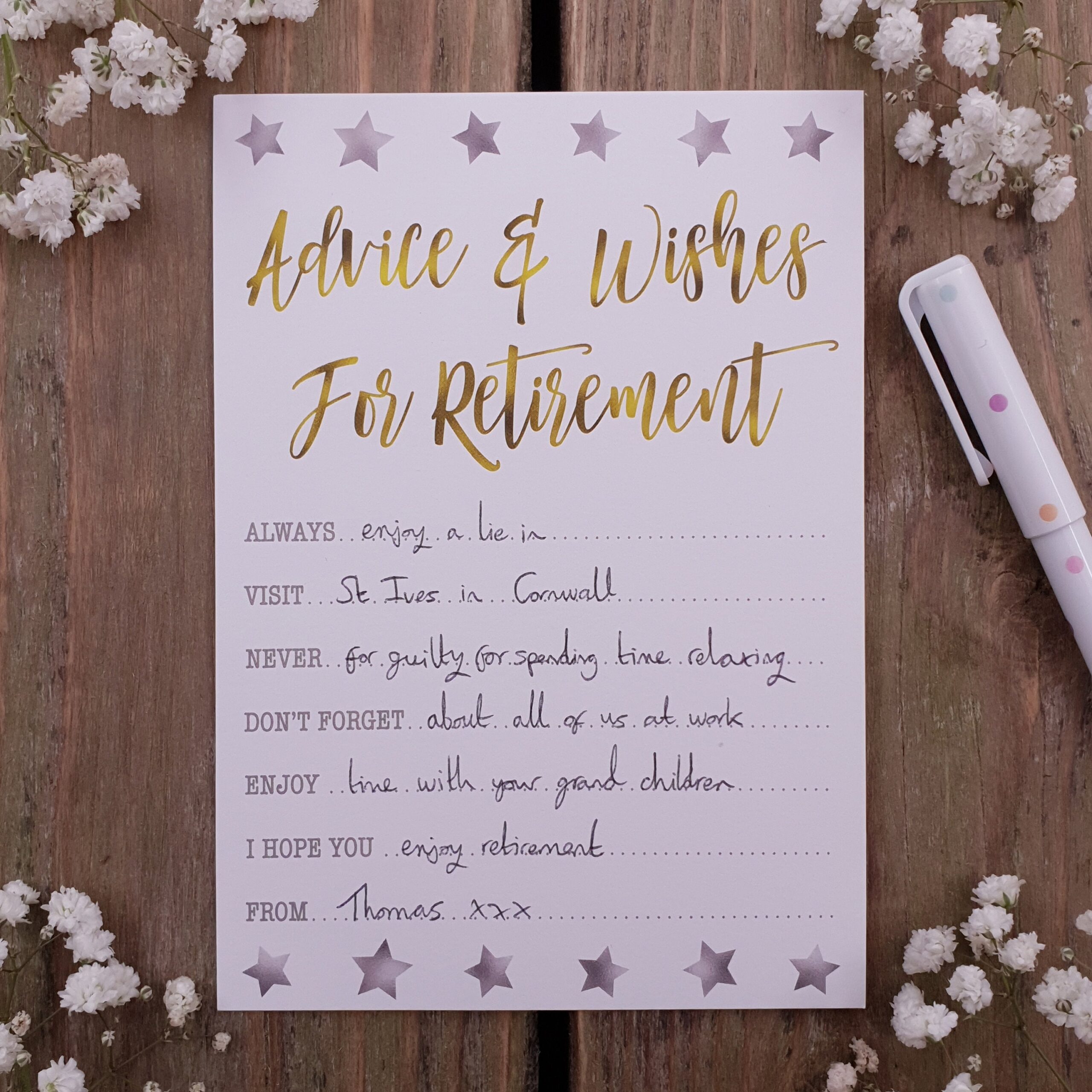 Retirement Advice Wishes Cards Ideal For A Party 1 Pack Of 8 Cards The Milano Collection Etsy