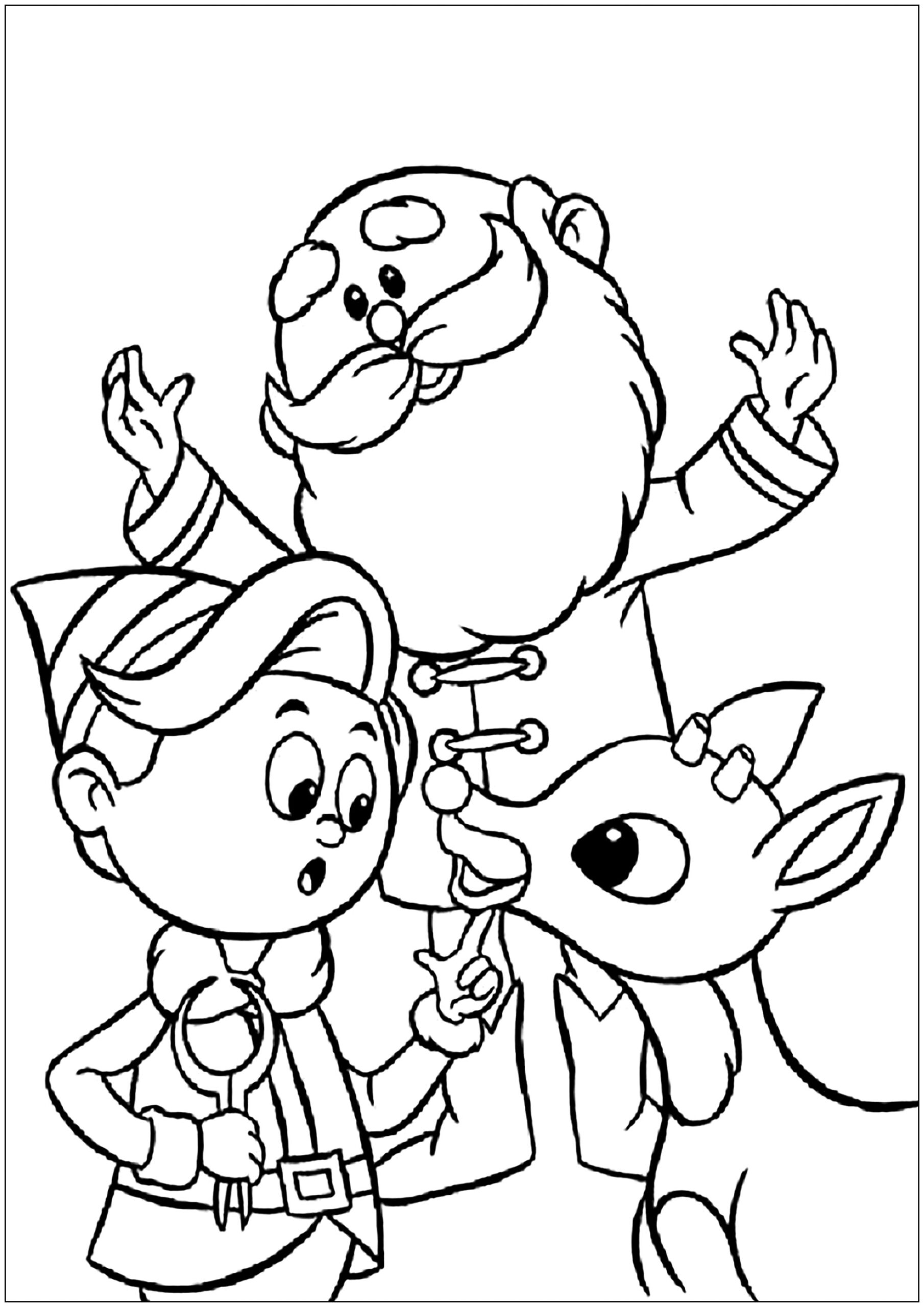 santa and reindeer coloring pages santa and reindeer coloring pages