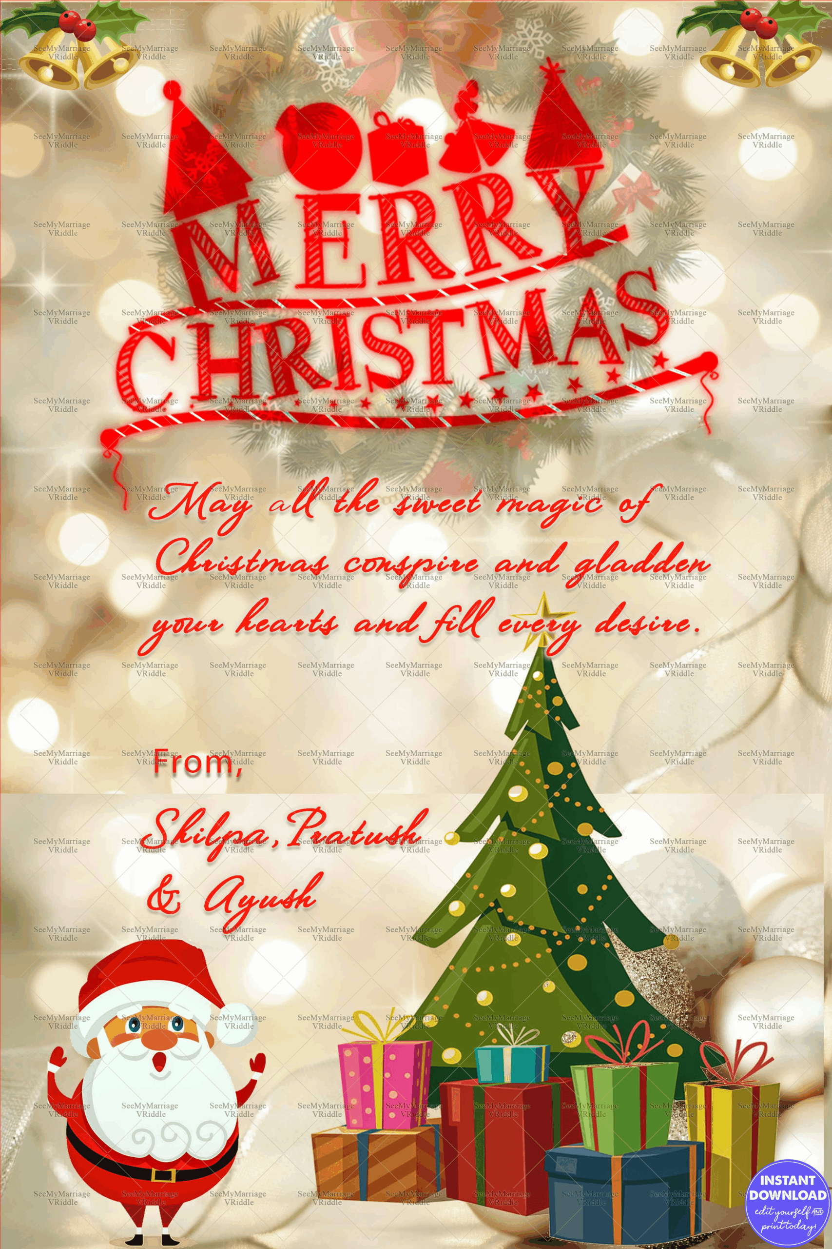 Santa Claus Merry Christmas Greeting Card VRiddle