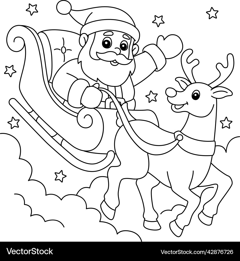 Santa Claus Reindeer Coloring Pages