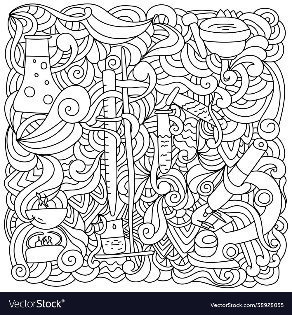 Science Lab Doodles Antistress Coloring Vector Image