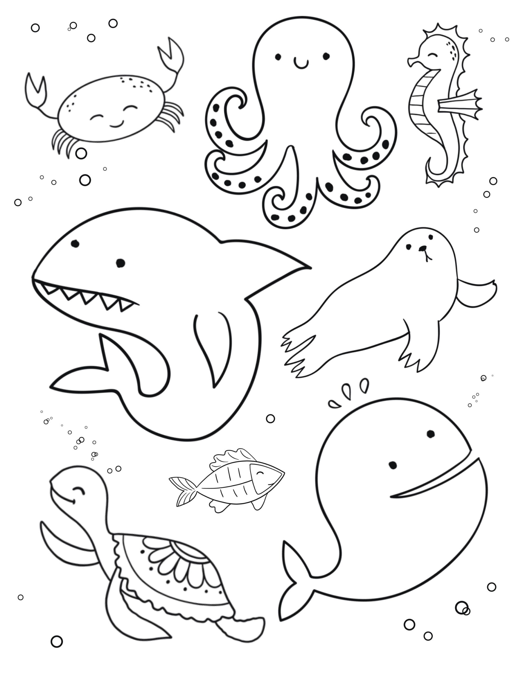 Sea Animals Coloring Page