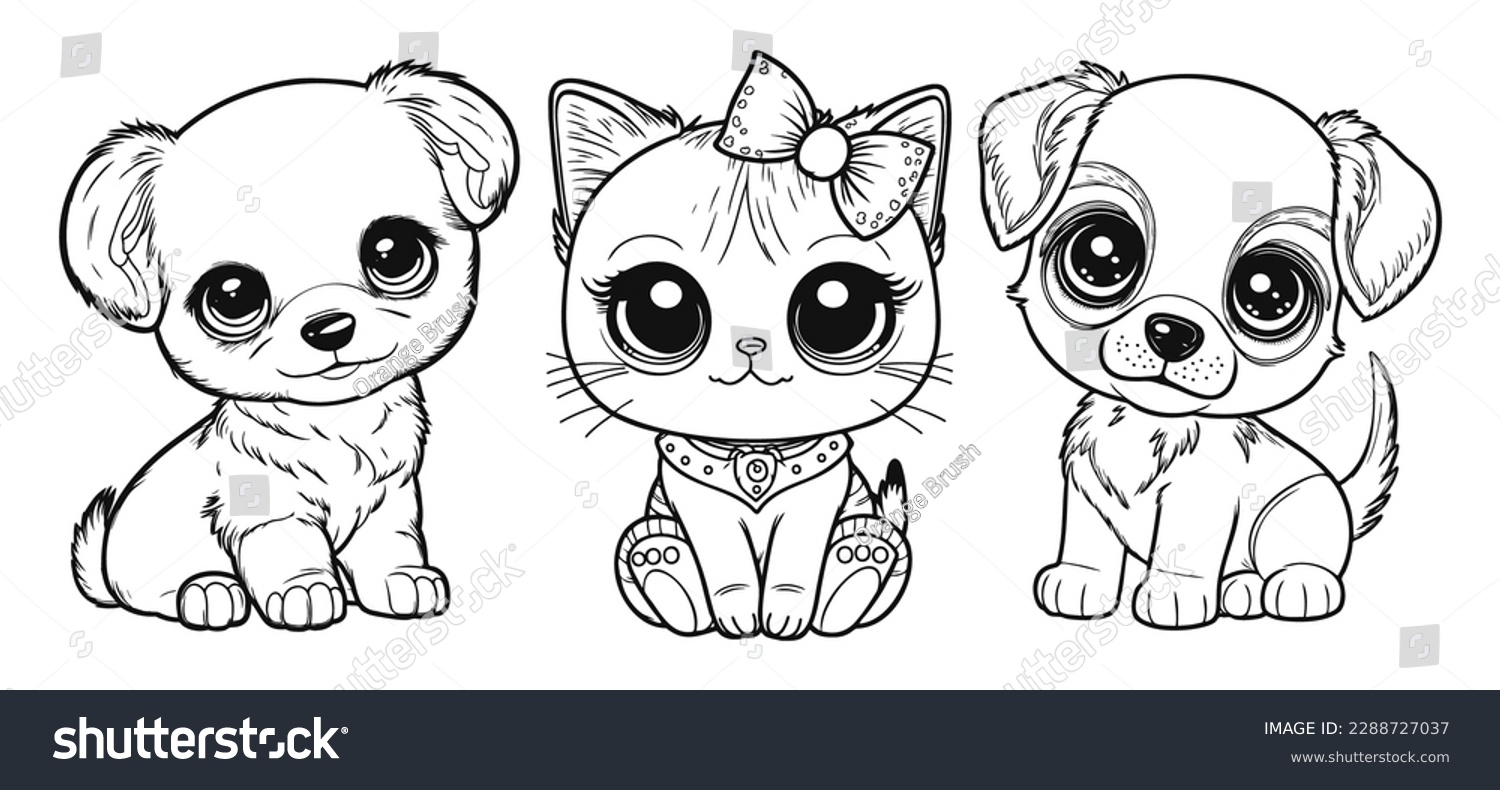Set Cartoon Cat Dog Baby Animals Stock Vector Royalty Free 2288727037 Shutterstock