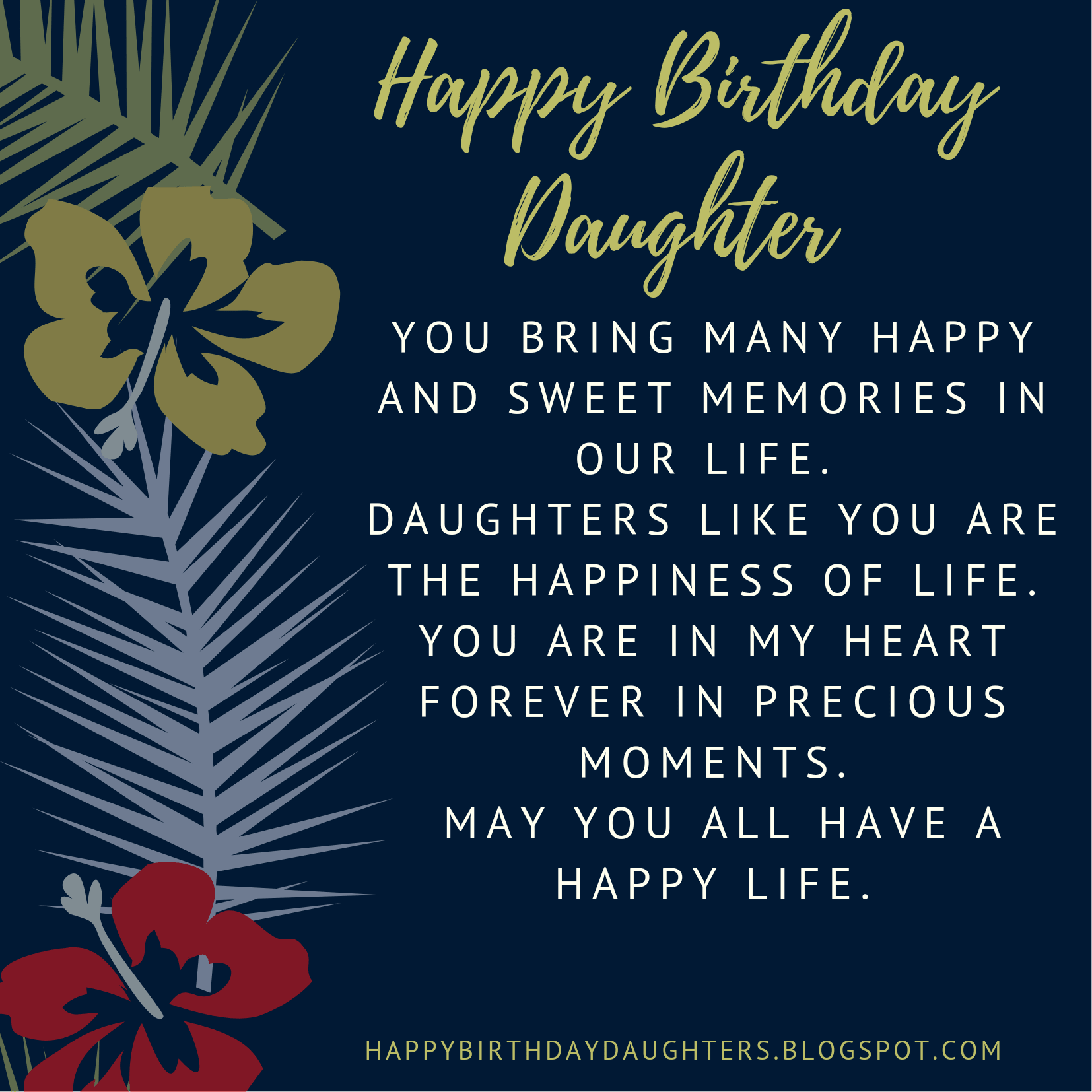 Short Blessing Happy Birthday Wishes For Daughter From Mom And Dad Heart Touching
