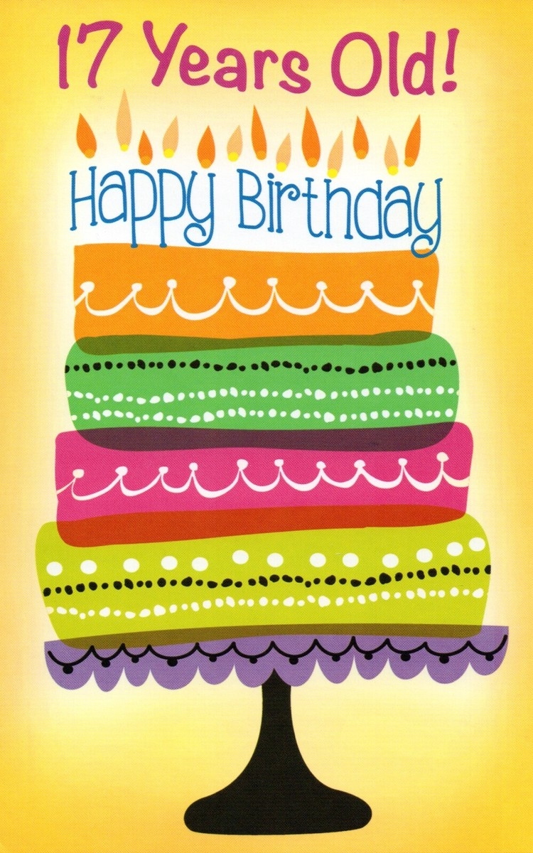 Simple HAPPY 17TH BIRTHDAY Card FOR 17 YEAR OLD Cake By Stockwell Greetings EBay