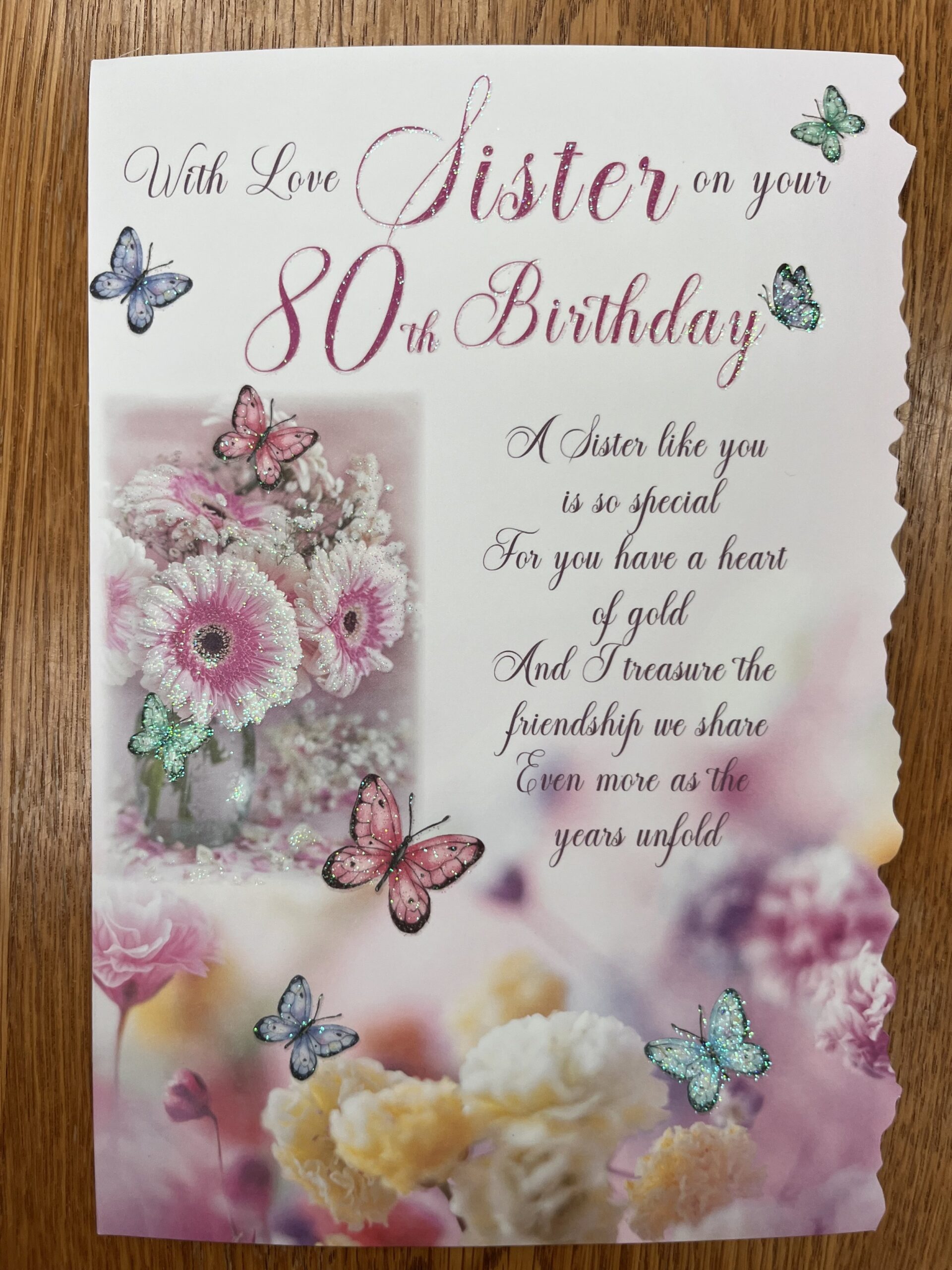 Sister 80th Birthday Card Special Thoughts