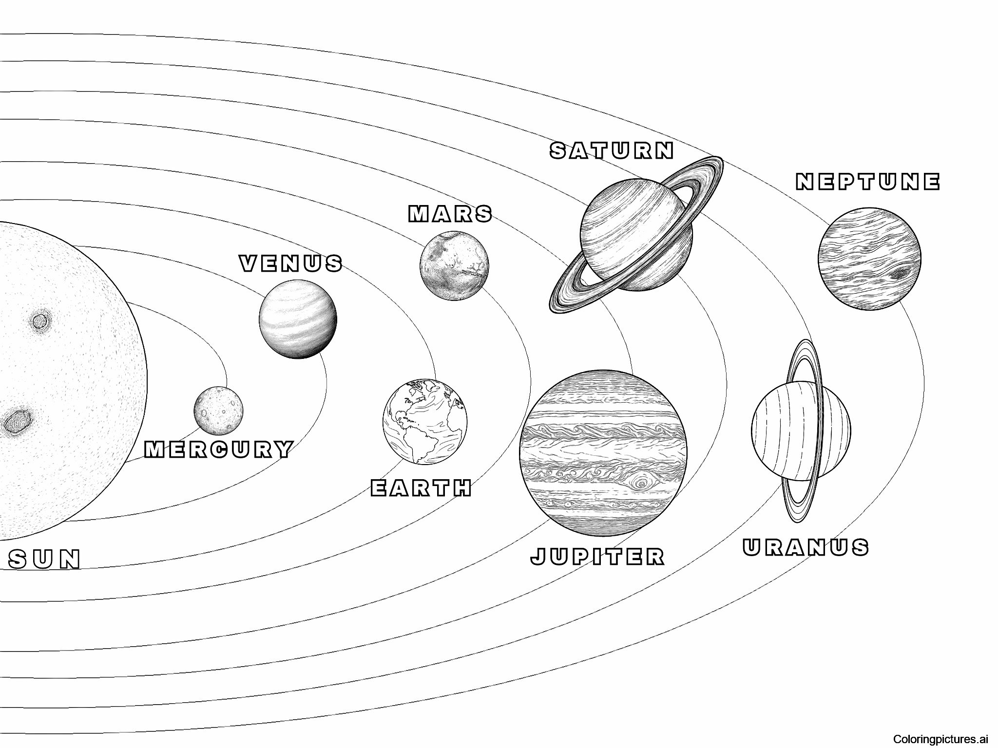 Solar System Free Printable Coloring Page