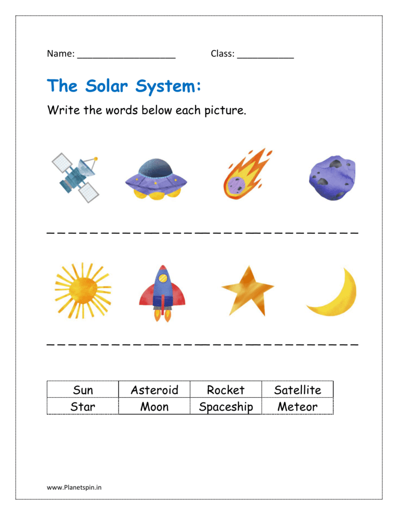Solar System Worksheet PDF For Grade 1 Planetspin in