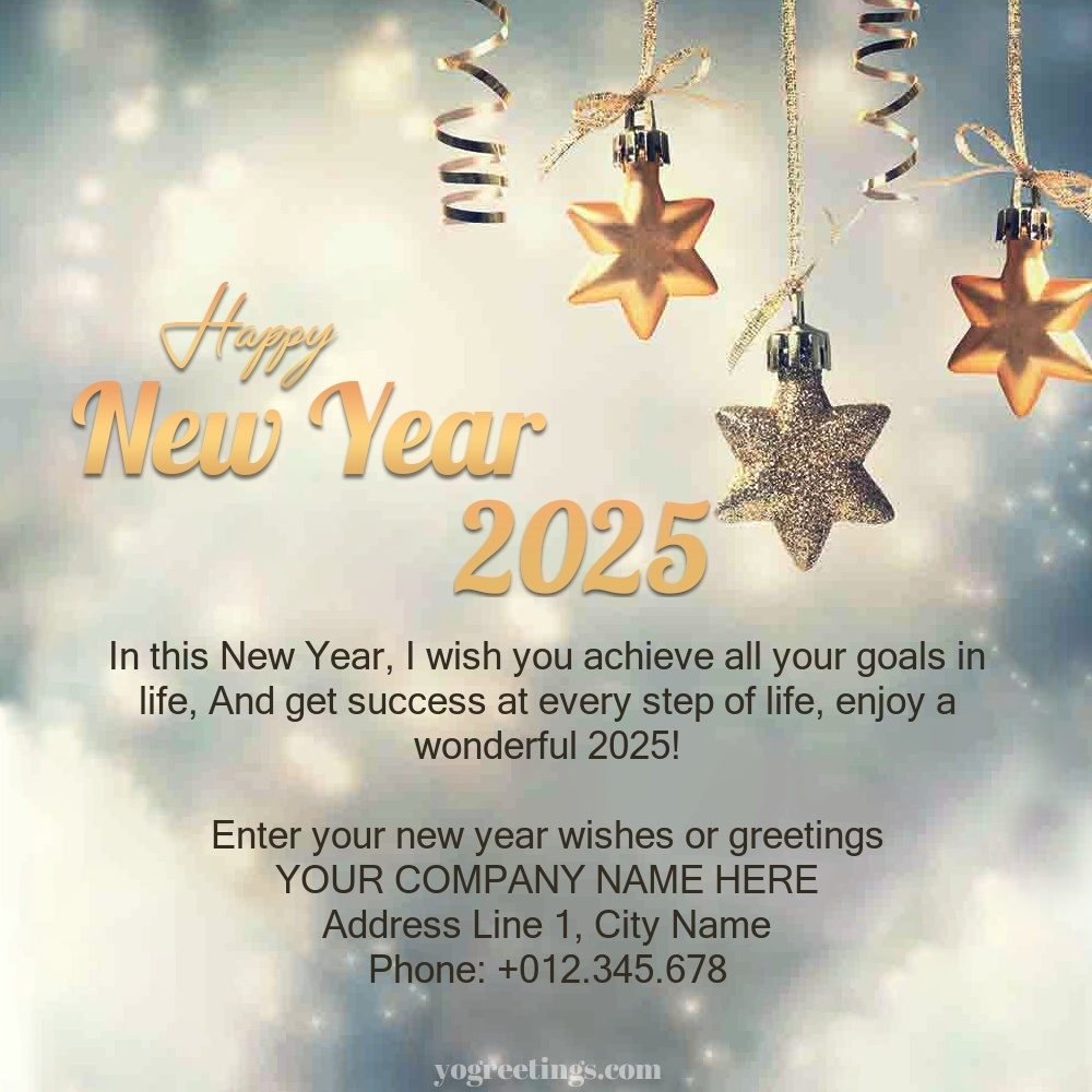 Sparkling 2025 New Year Greeting Card For Company