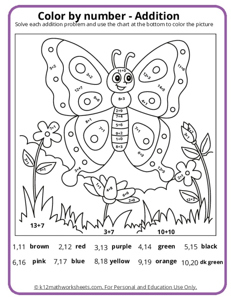 Preschool Color By Number Worksheets