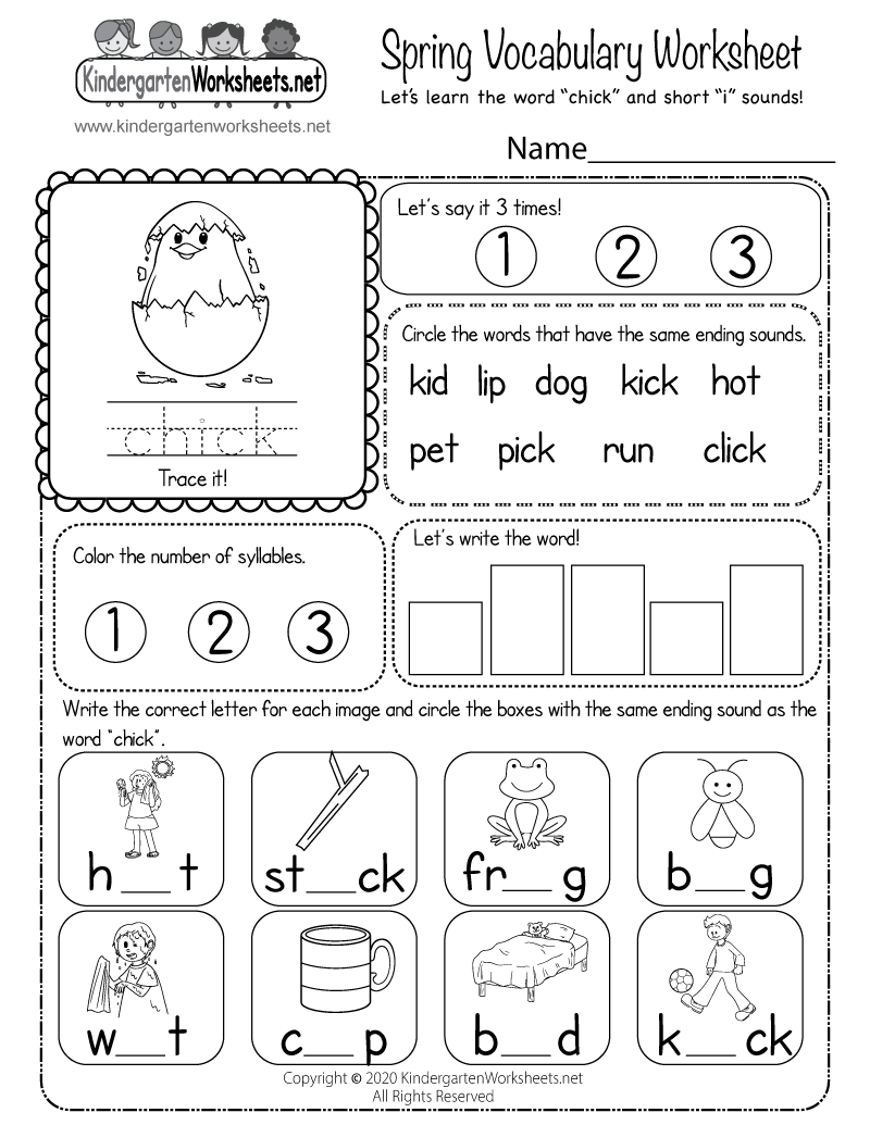 Spring Vocabulary Worksheet Free Printable Digital PDF