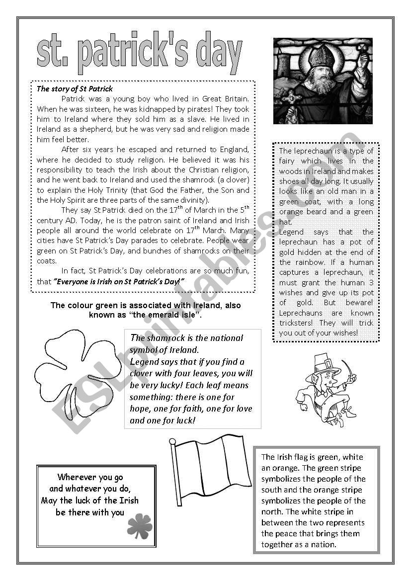 St Patrick s Day Handout ESL Worksheet By Anast mic
