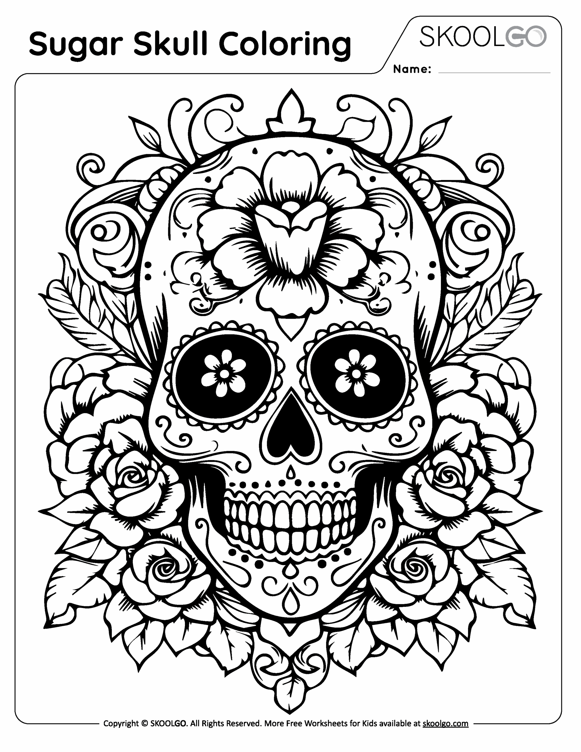 Sugar Skull Coloring SKOOLGO Sugar Skull Coloring SKOOLGO