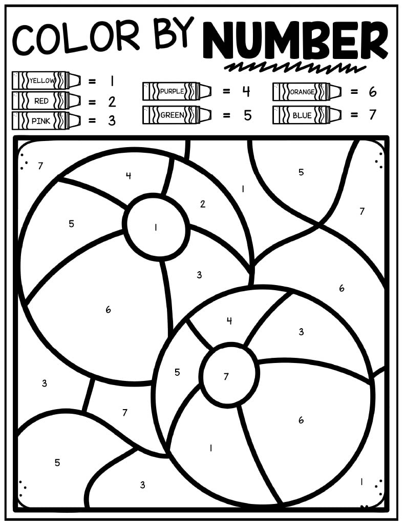 Summer Color By Number Kids Activity Zone