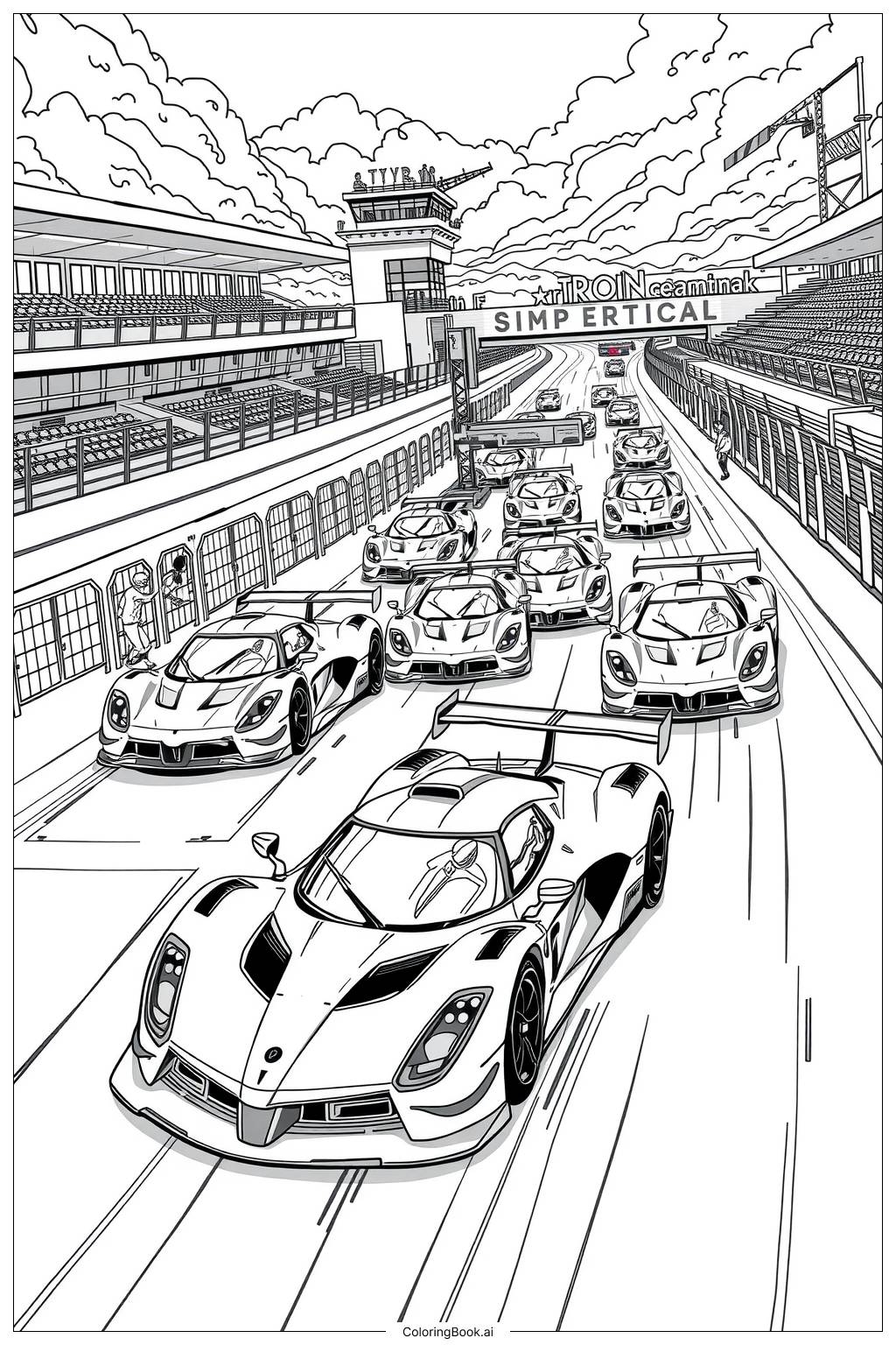 Car Race Coloring Pages