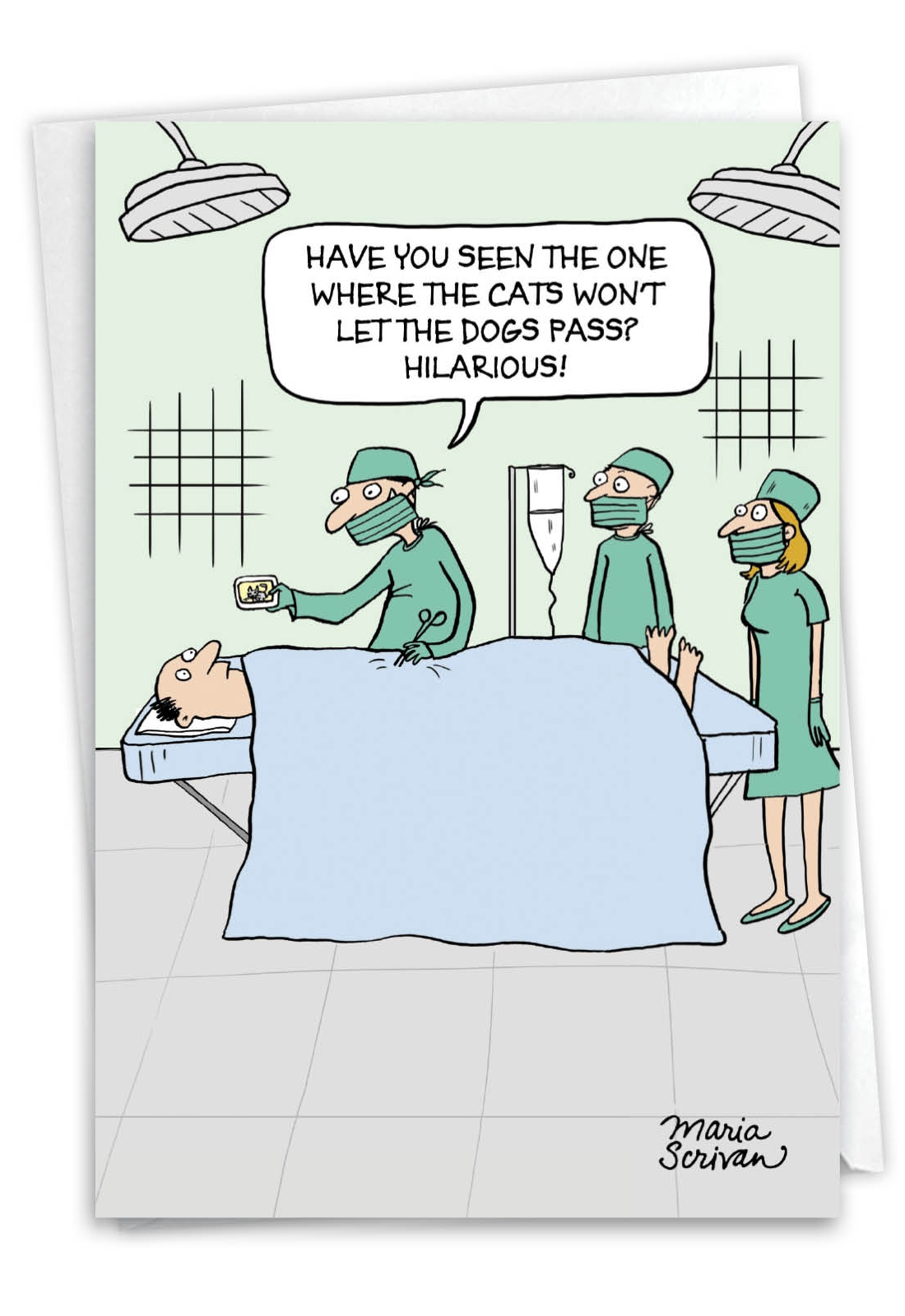 Surgeon On YouTube Humor Get Well Greeting Card Cat