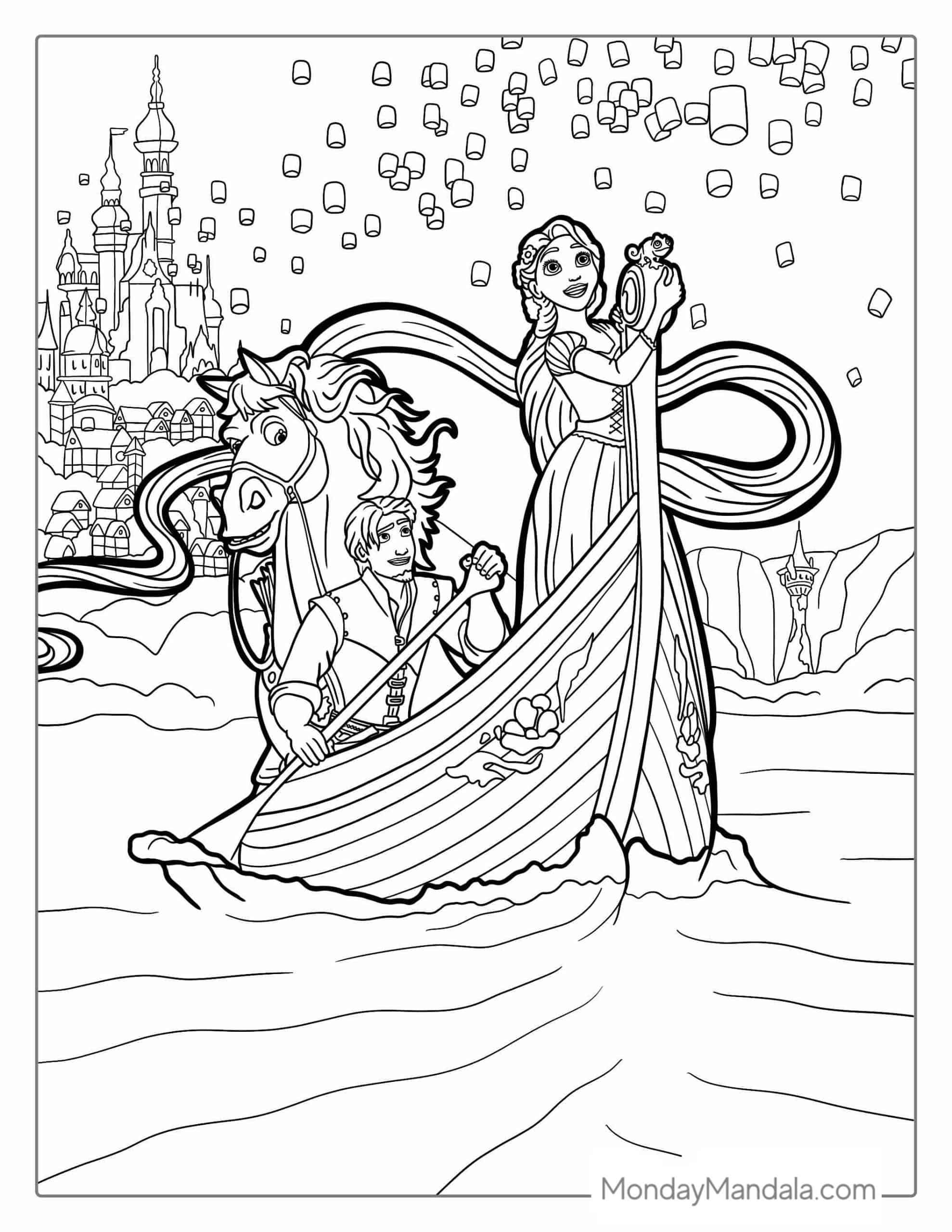 disney rapunzel colouring pages