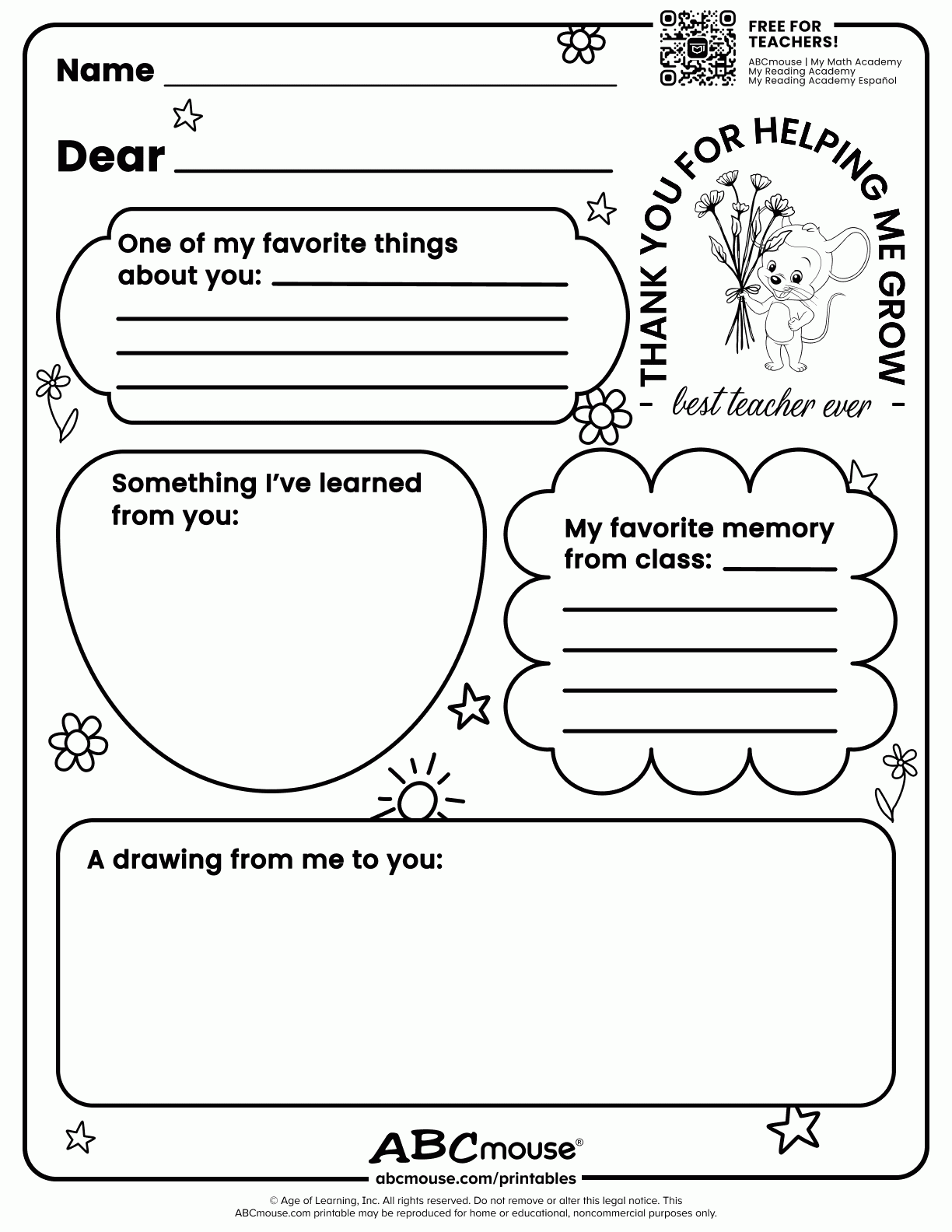 teacher appreciation week worksheets