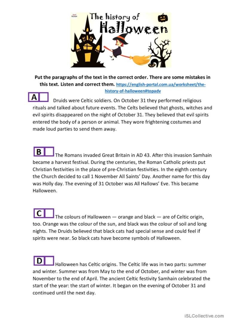 The History Of Halloween English ESL Worksheets Pdf Doc