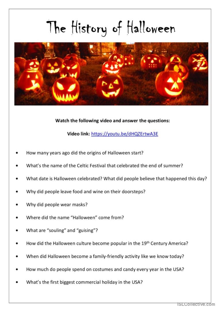 History Of Halloween Worksheet