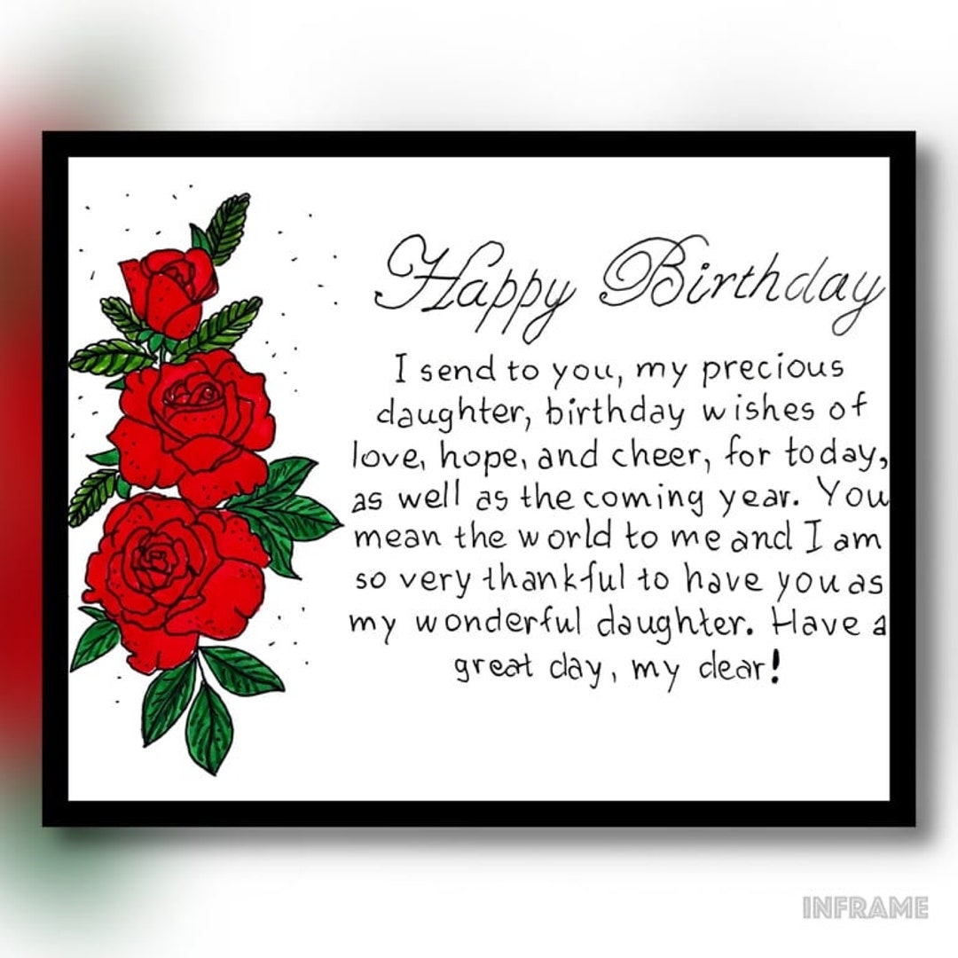 To My Daughter Birthday Card Printable Daughter Birthday Card Print Birthday Wishes For Daughter Digital Download Etsy Hong Kong