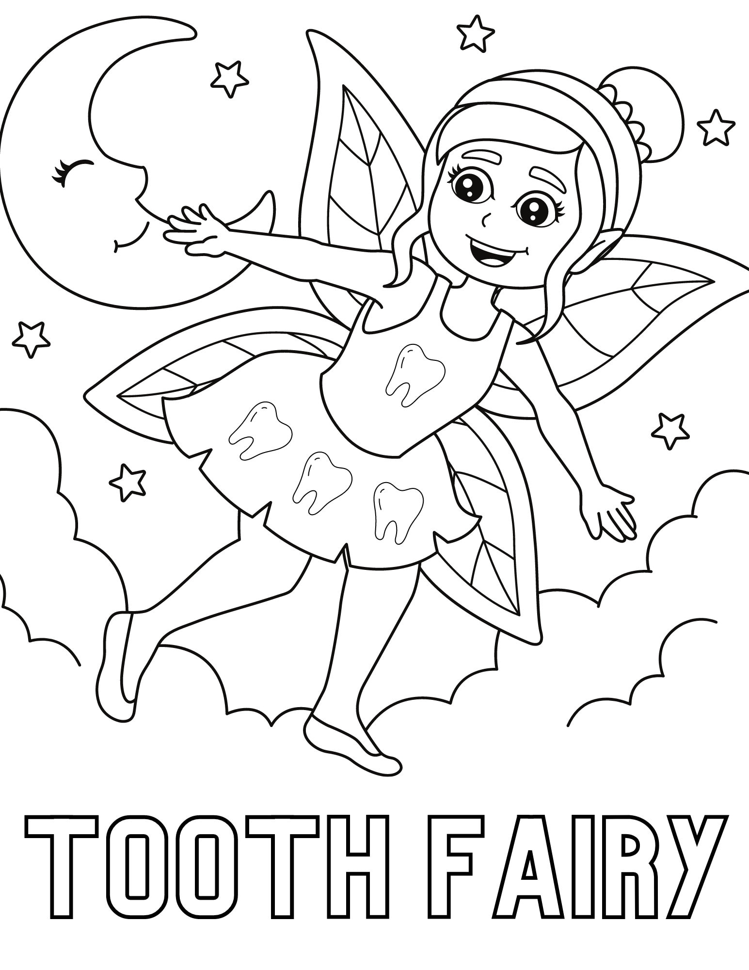 Tooth Fairy Coloring Pages Etsy Norway