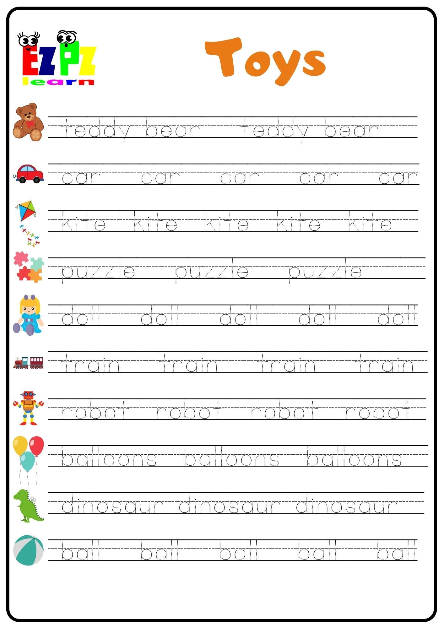 Word Tracing Worksheets Pdf