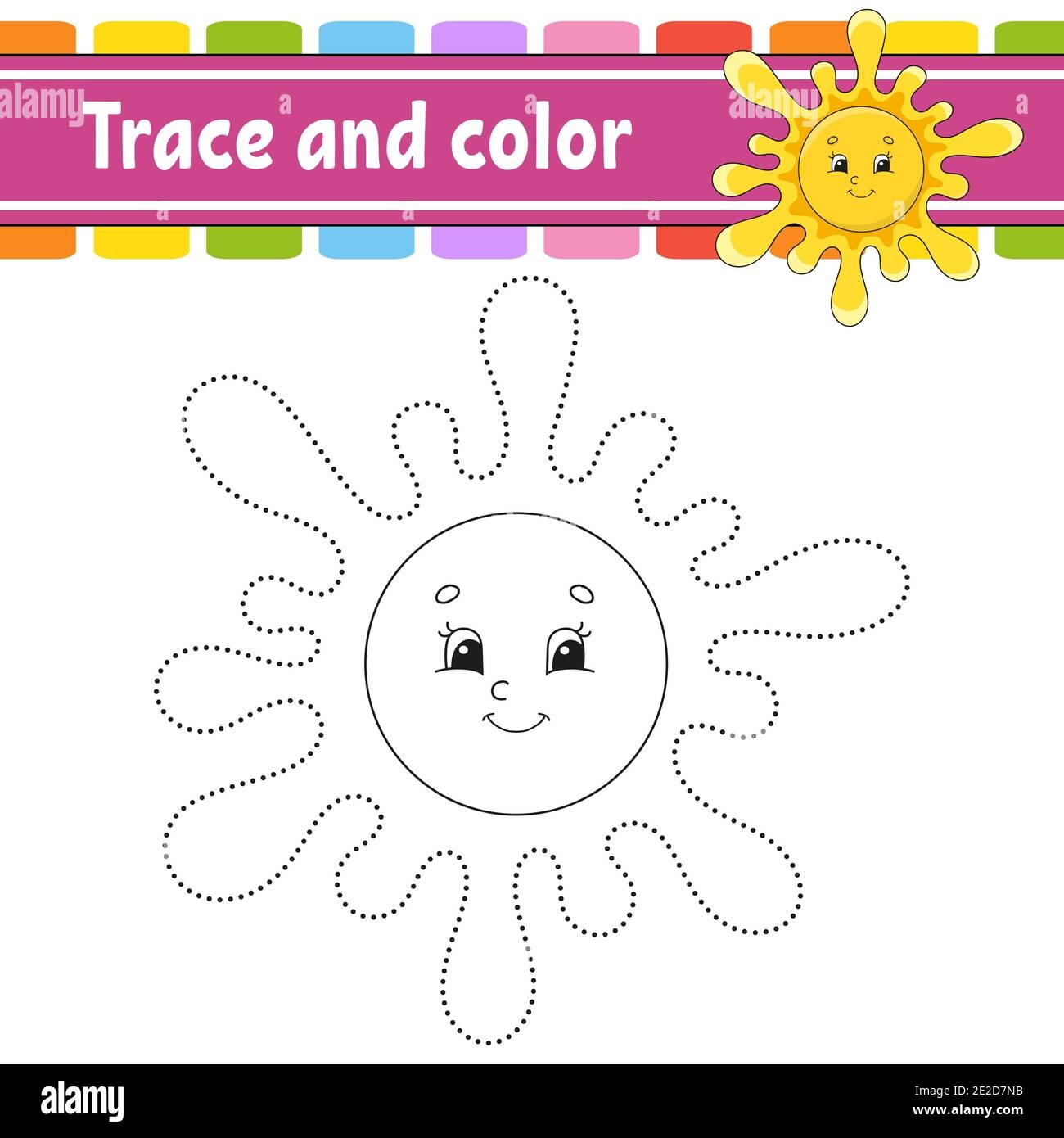 Trace And Color Coloring Page For Kids Handwriting Practice Education Developing Worksheet Activity Page Game For Toddlers Isolated Vector Illus Stock Vector Image Art Alamy