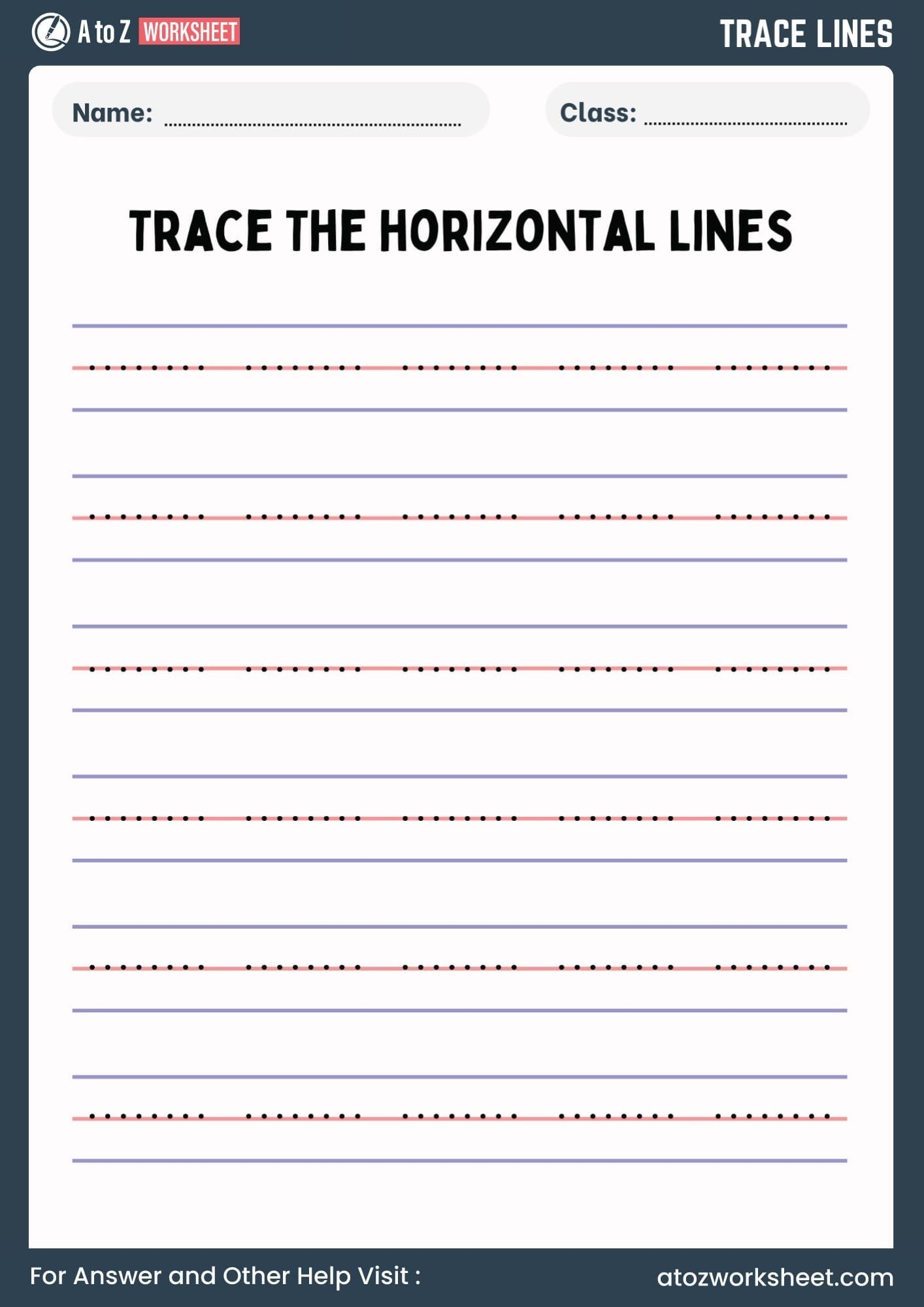 Tracing Lines Worksheets For Kids Free PDF A To Z Worksheet