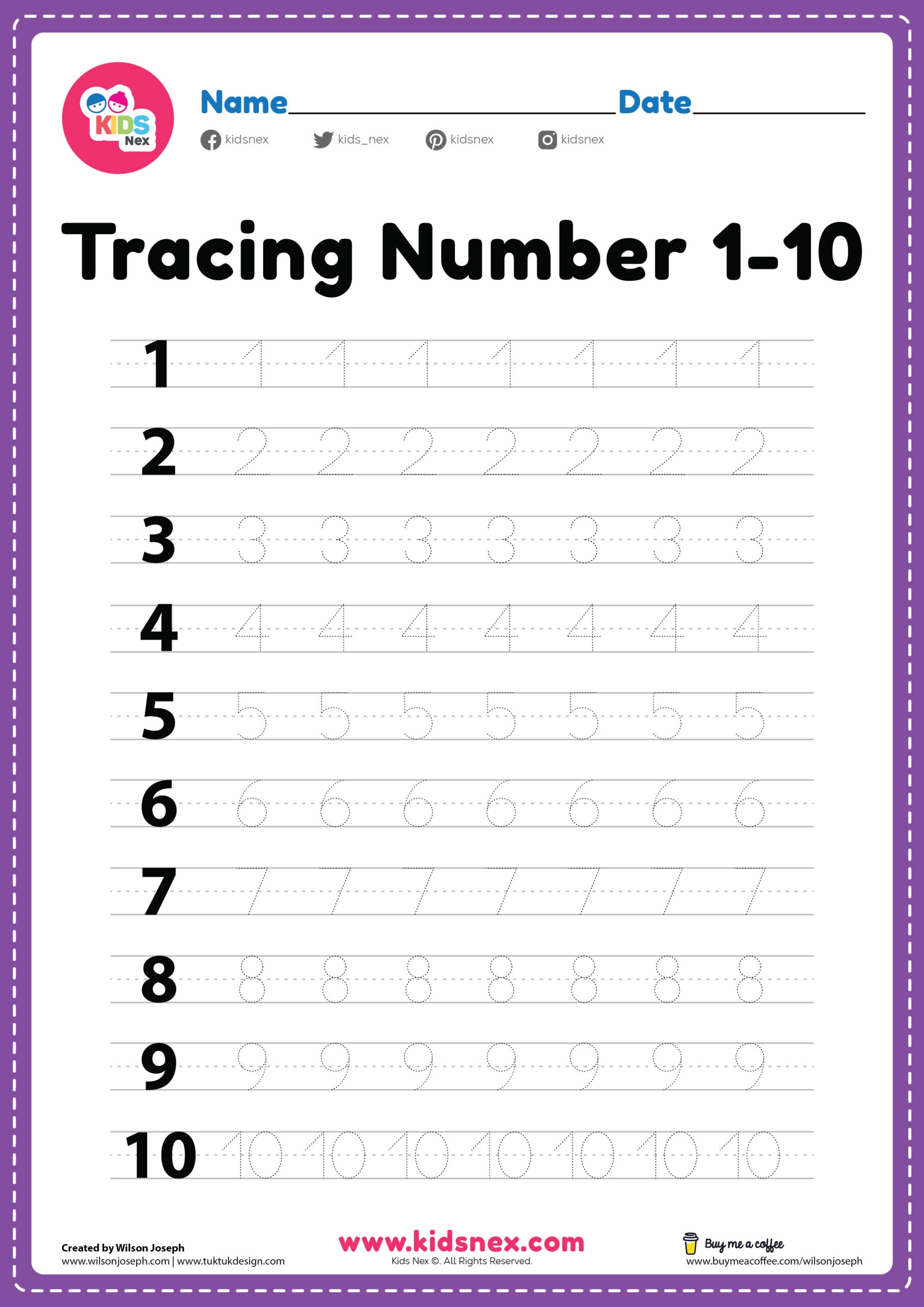 numbers 1-10 tracing worksheets