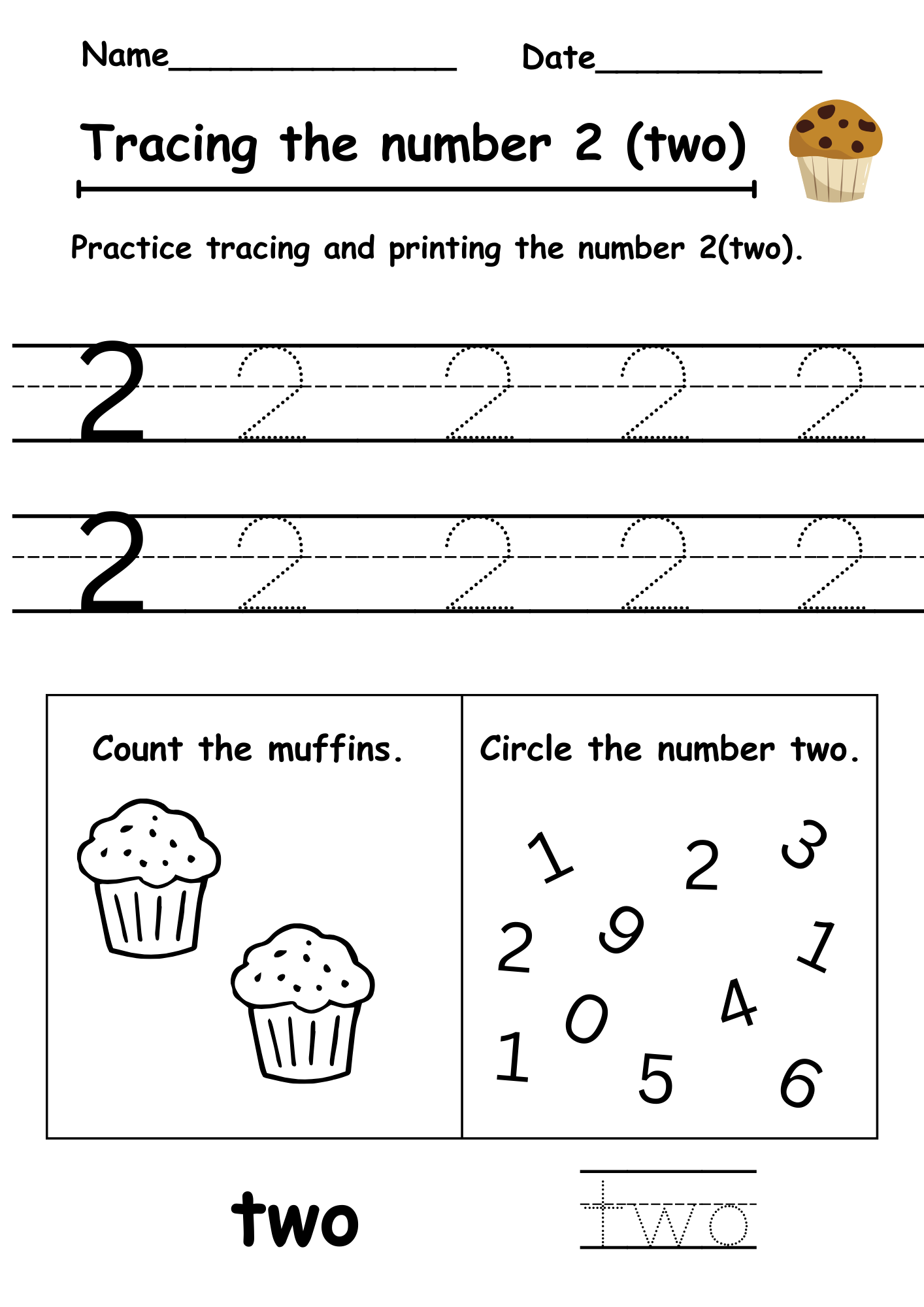Tracing Number 2 Worksheet Free Downloadable Worksheets