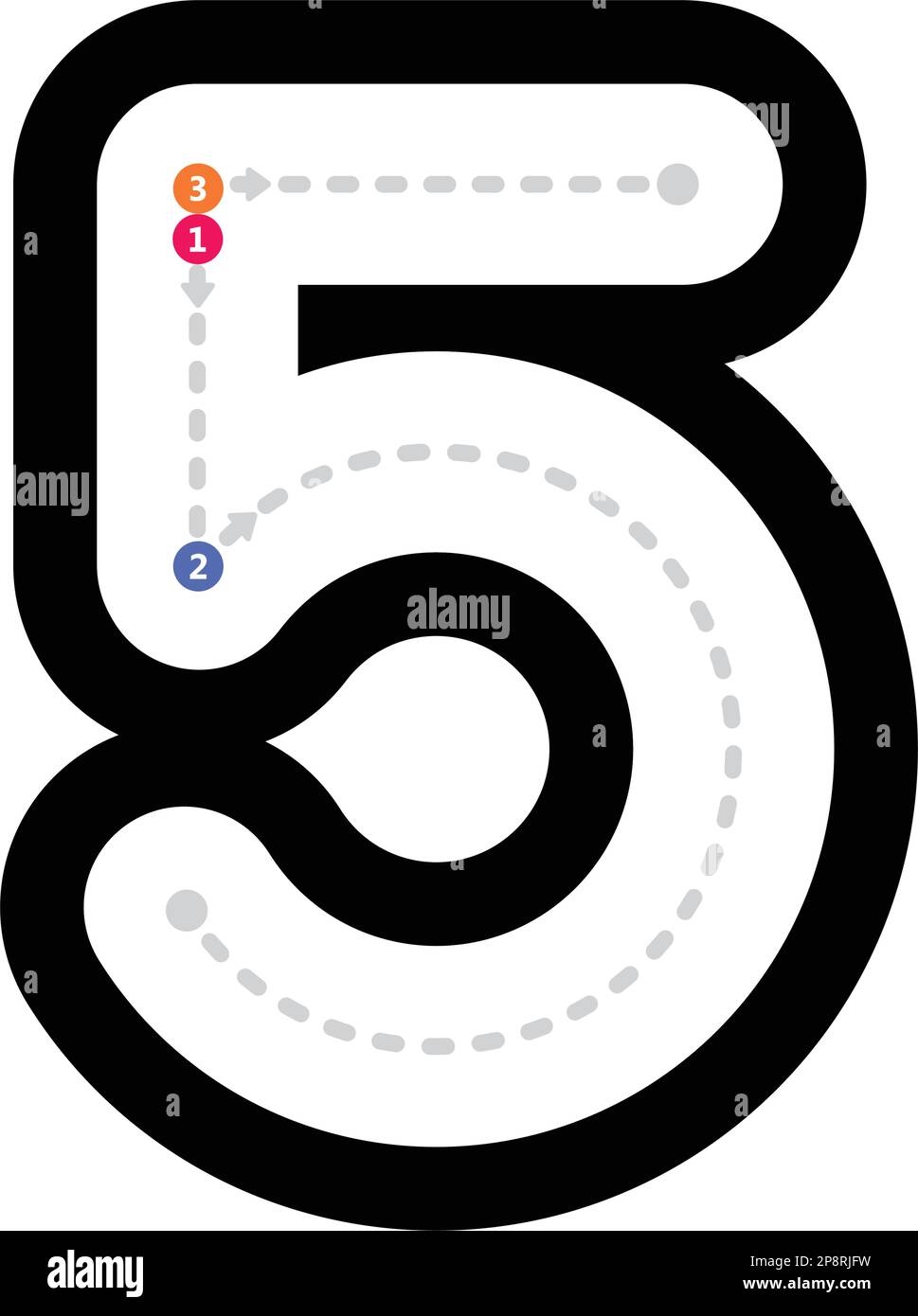 Tracing Number 5 Prewriting Dotted Line Math Worksheet Element For Kindergarten And Preschool Kids For Handwriting Practice Activity Stock Vector Image Art Alamy