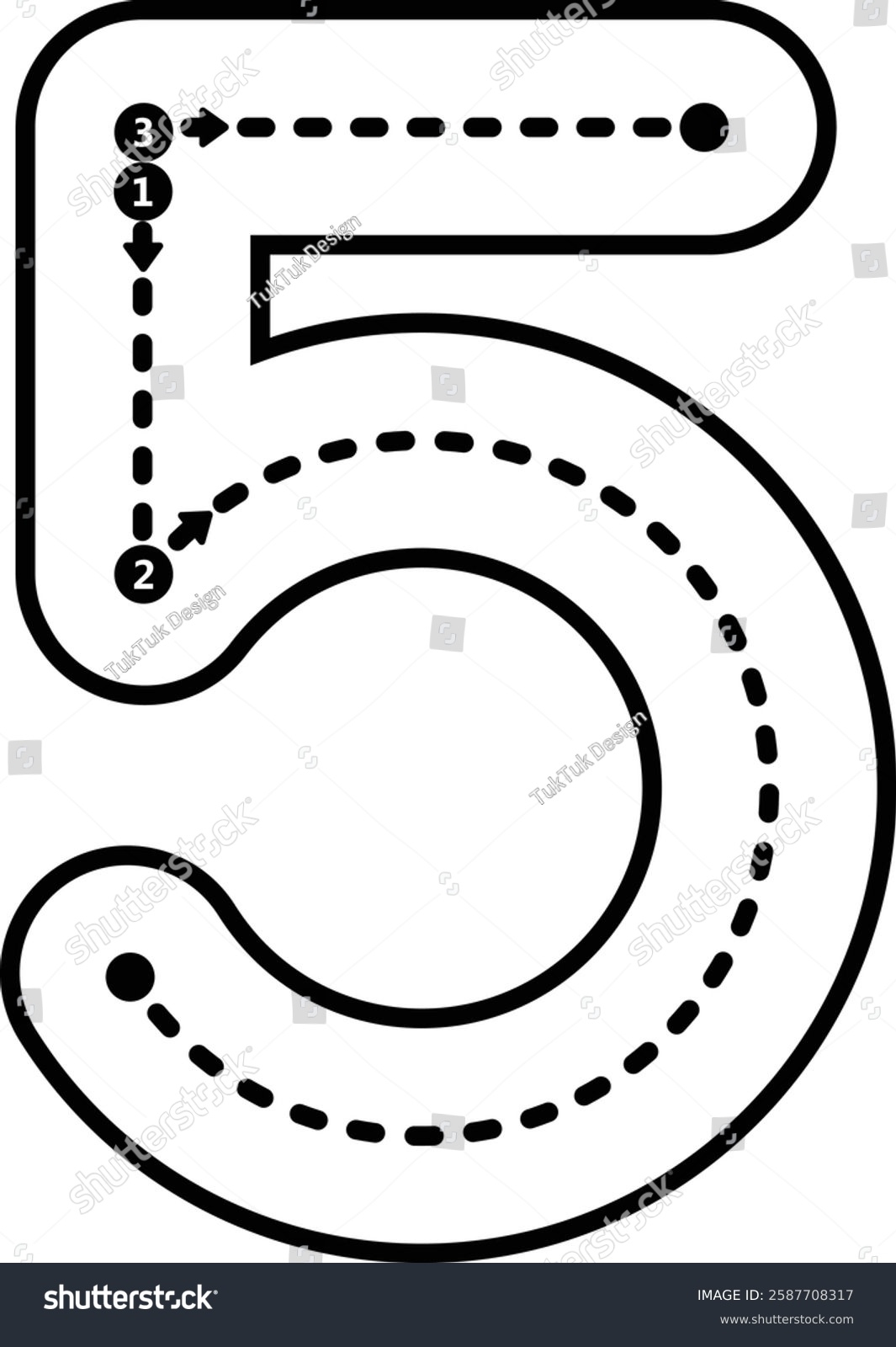 number 5 tracing worksheets
