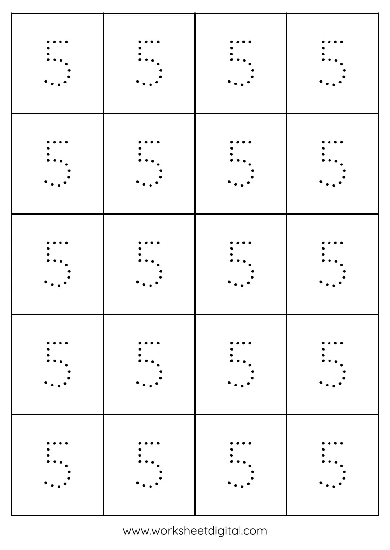 Tracing Number 5 Worksheet Digital 1 Teacher Made Resources